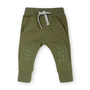 Olive Green Slim Jogger Crawling Pant in 100% Organic Cotton (Unisex) - Available on Amazon.com